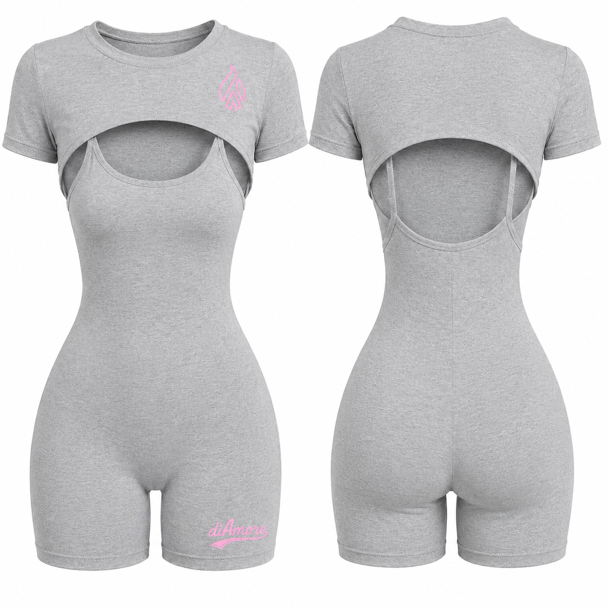 ✨ diAmore Sculpt Fit Romper Set – Gray Edition